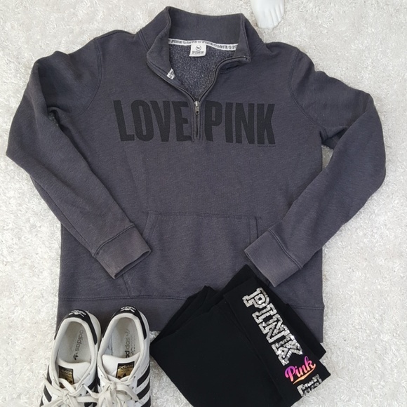 PINK Victoria's Secret Tops - PINK Victoria's Secret sweatshirt half zip pocket
